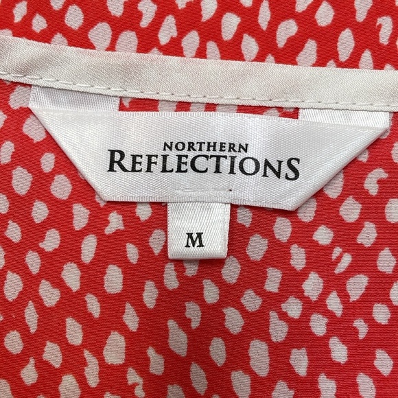 Northern Reflections Sleeveless Top Blouse Shirt Cut Out Red White Dots Medium M - Picture 7 of 8
